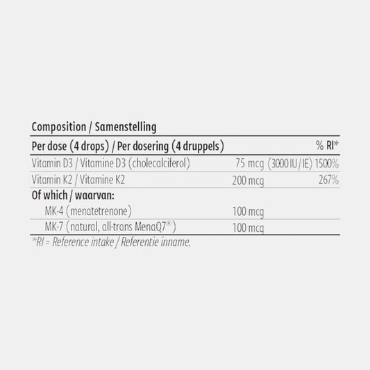 noordcode ultimate vitamin d3 + k2 etiket