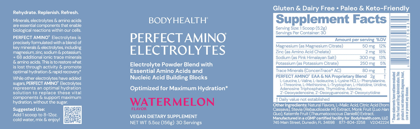 bodyhealth perfect amino electrolytes watermelon etiket ingrediënten