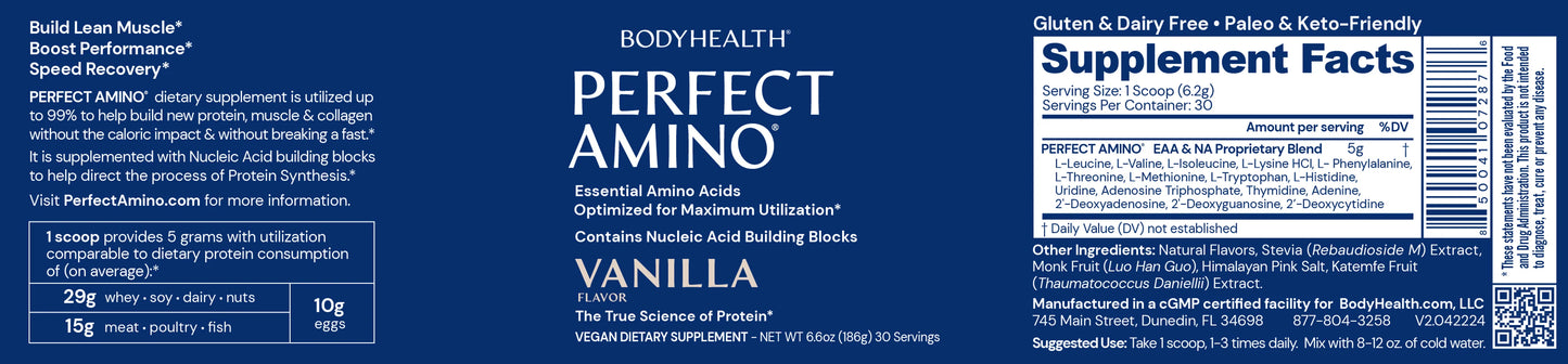 bodyhealth perfect amino vanilla etiket ingrediënten