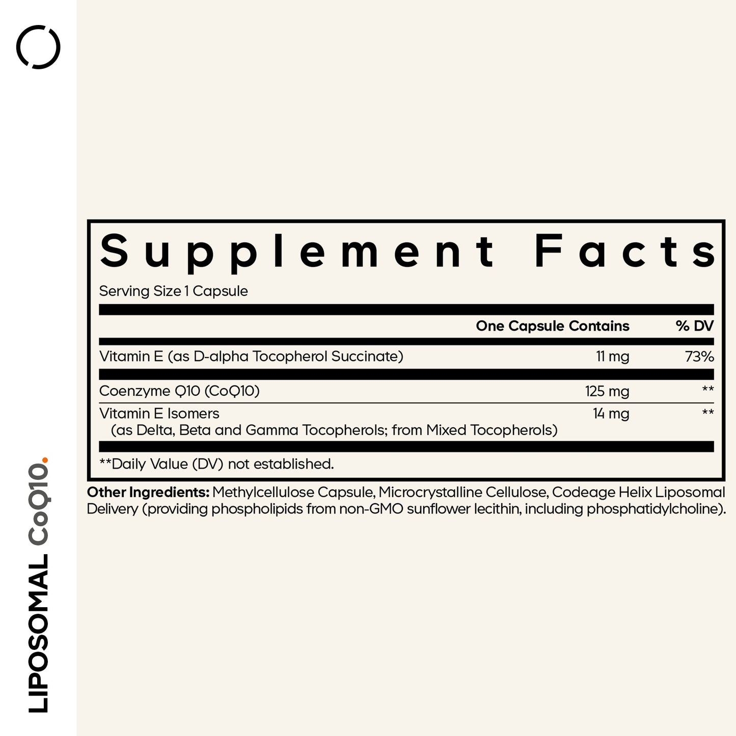 Codeage Liposomal CoQ10 Capsules - supplement facts