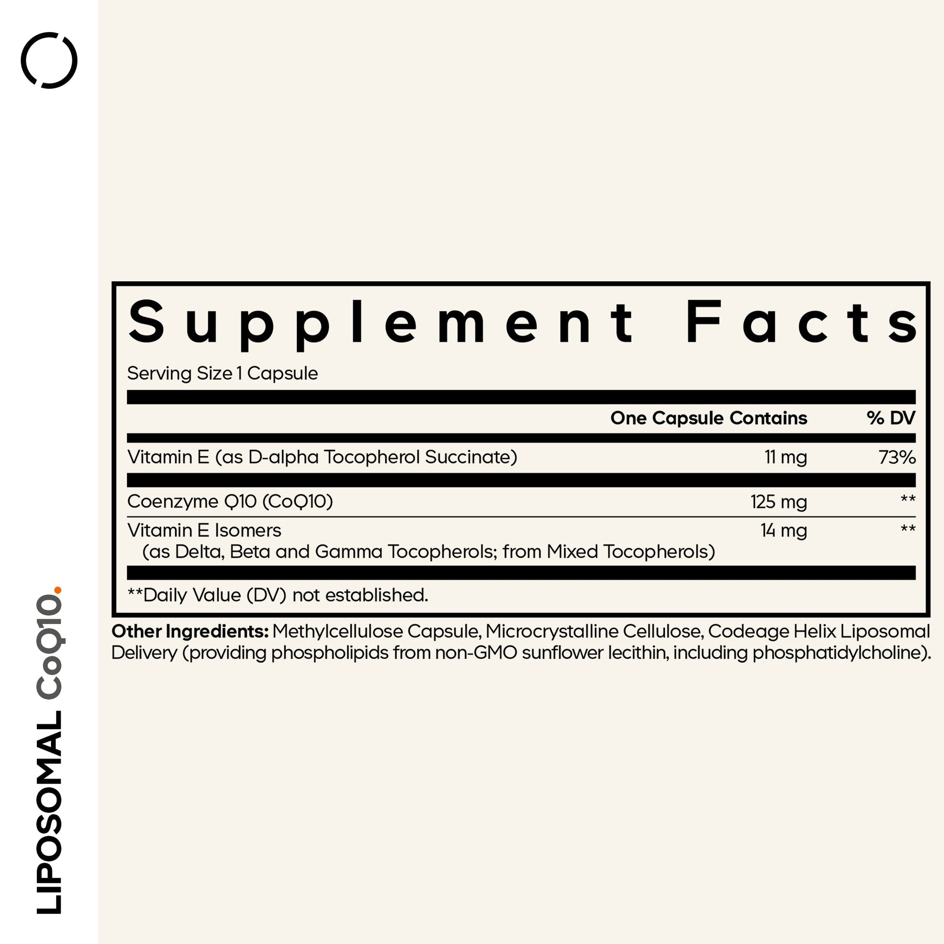 Codeage Liposomal CoQ10 Capsules - supplement facts