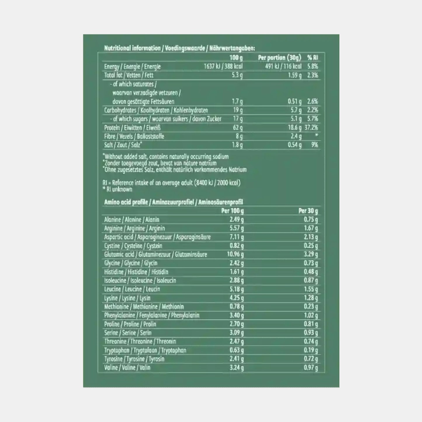noordcode organic plant protein etiket