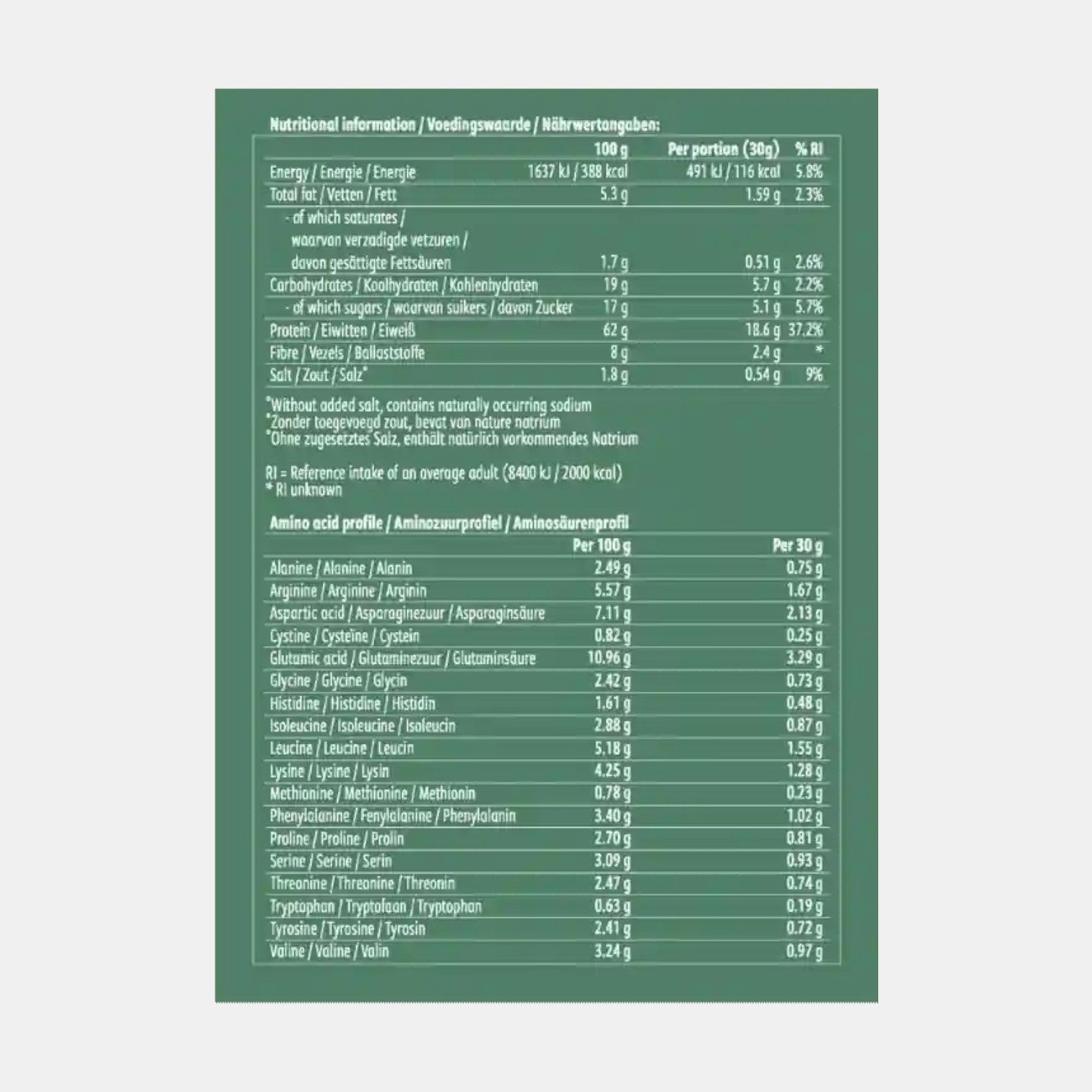 noordcode organic plant protein etiket