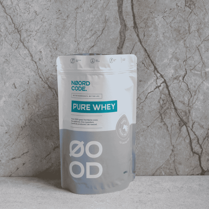 noordcode organic pure whey eiwitpoeder in hersluitbare verpakking