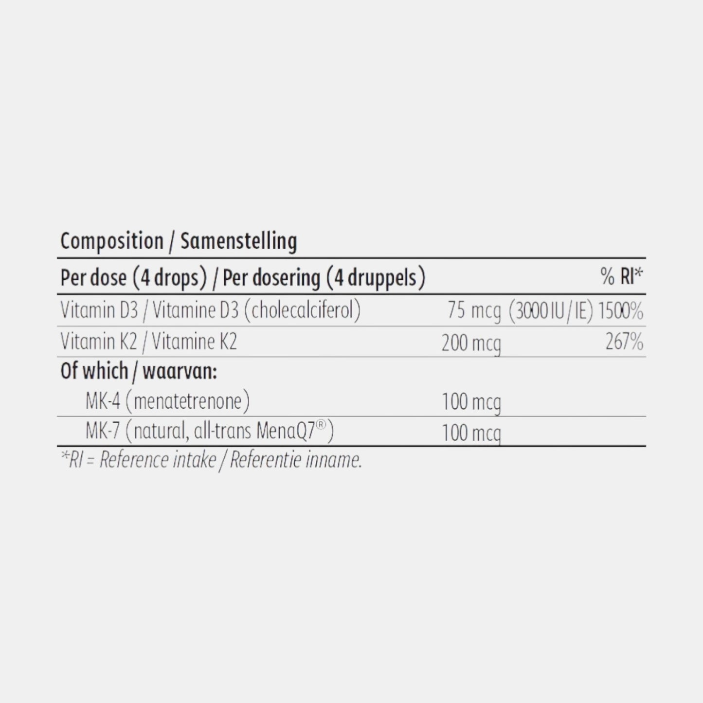 noordcode ultimate vitamin d3 + k2 etiket