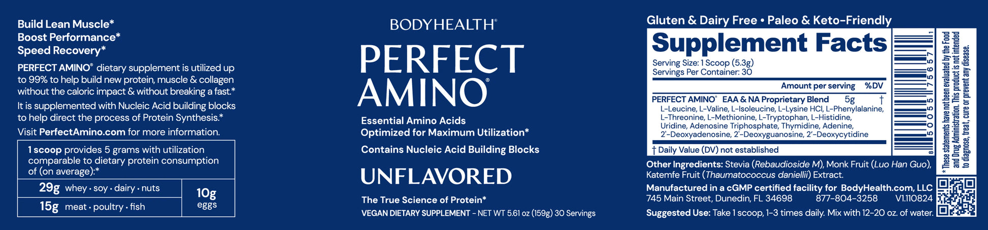 bodyhealth perfect amino unflavored etiket ingrediënten