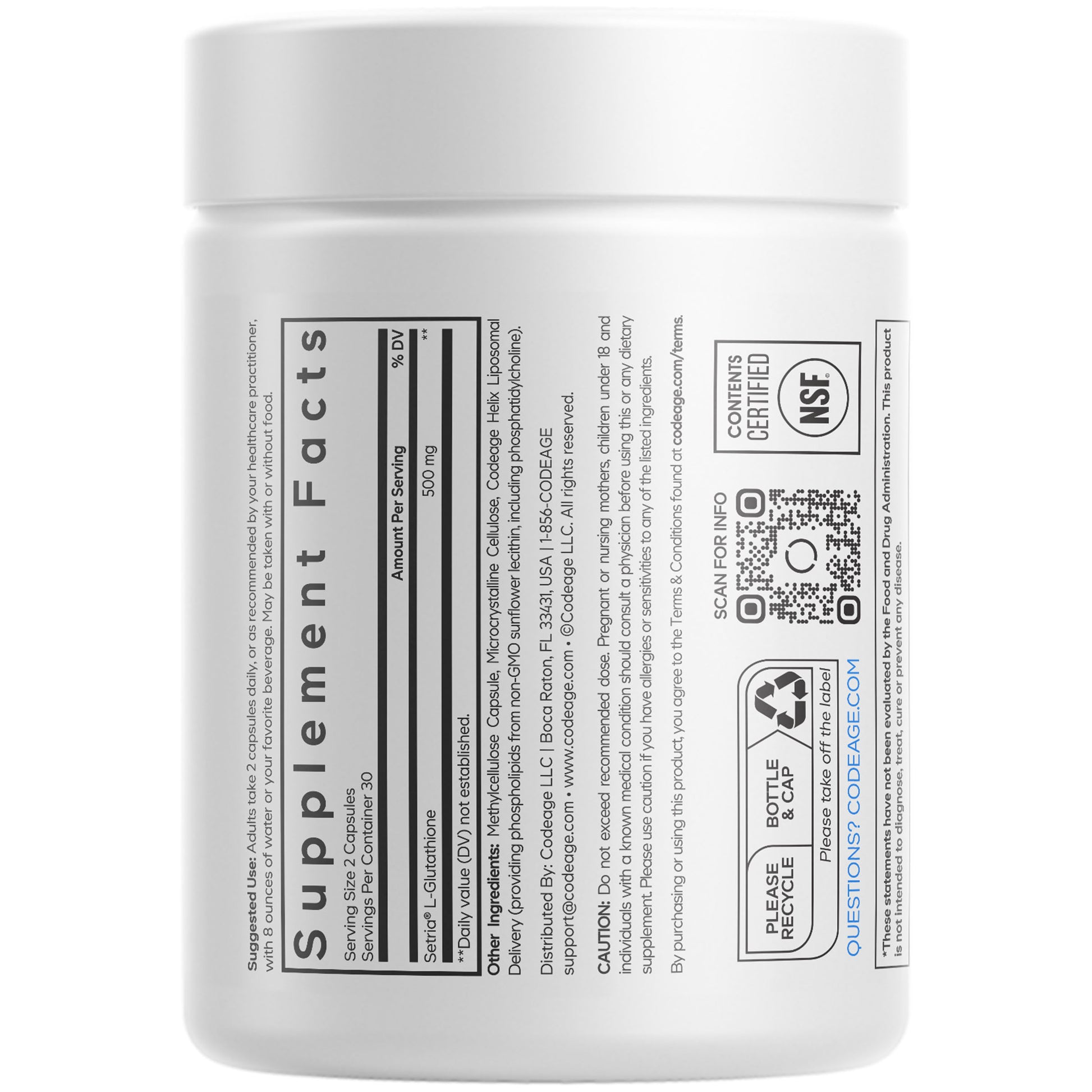 liposomal glutathione codeage capsules etiket