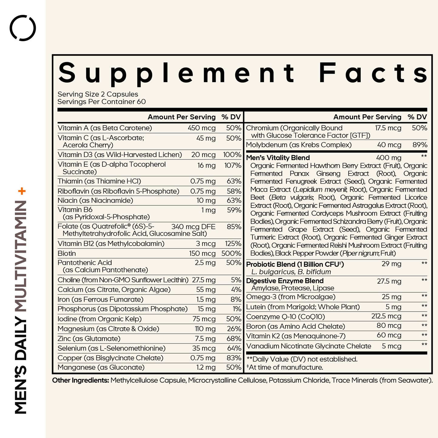 men's fermented multivitamin capsules ingrediënten