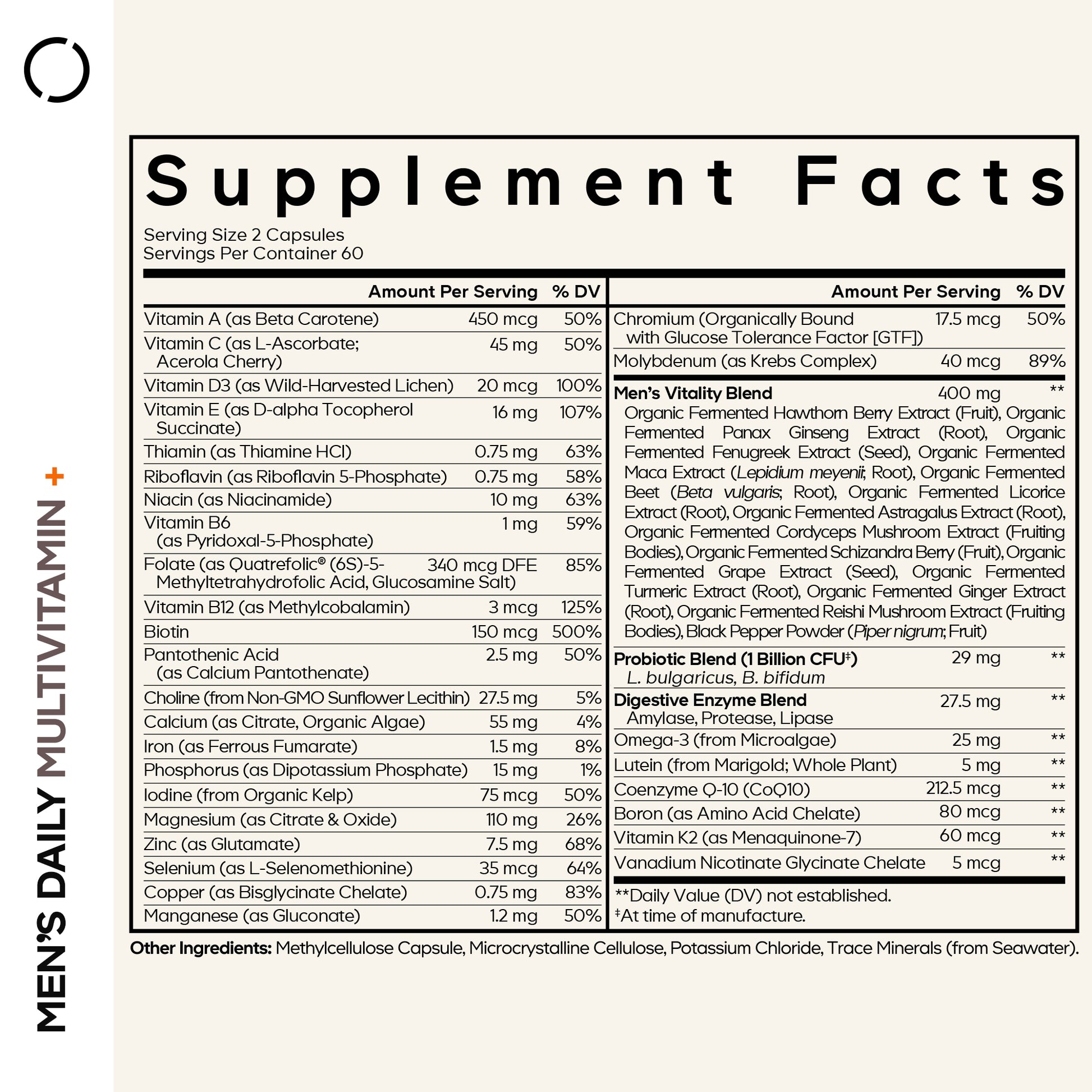 men's fermented multivitamin capsules ingrediënten