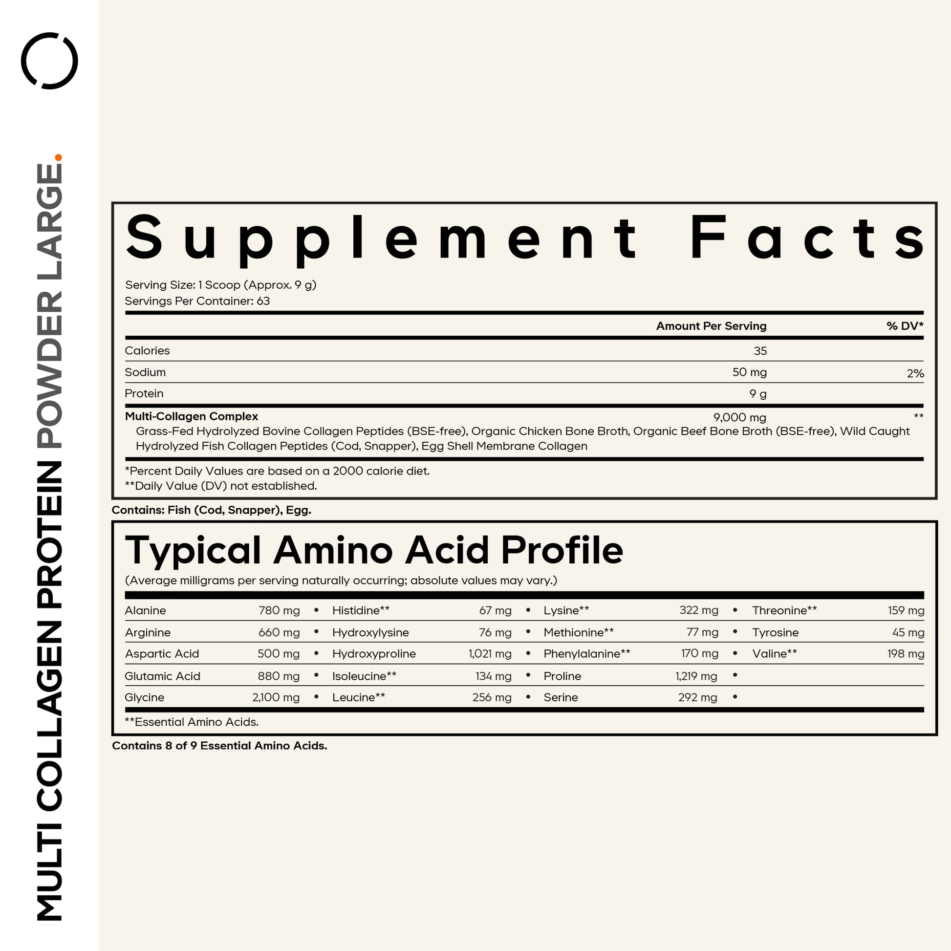 multi collagen protein powder supplement facts en aminozuurprofiel